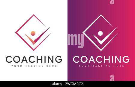 Coaching logo Design humain correct Tick Logotype Illustration de Vecteur