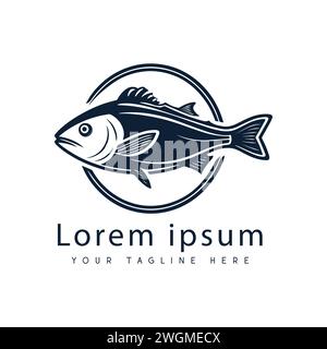 Logo de pêche Design logotype de poisson Illustration de Vecteur