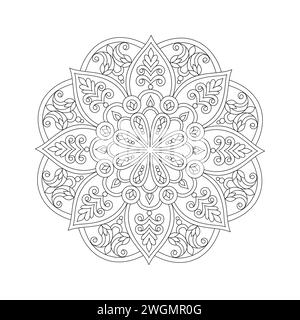 Affirmations relaxation Mandala Coloring Book page pour kdp Book Interior. Pétales paisibles, capacité à se détendre, expériences cérébrales, Harmonious Haven, PEAC Illustration de Vecteur