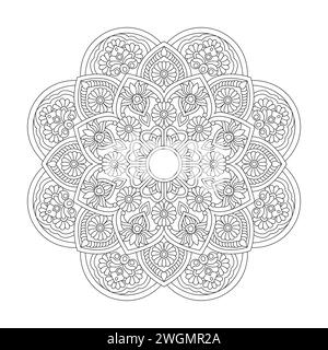 Paisible Whirlwind Mandala Coloring Book page pour kdp Book Interior. Pétales paisibles, capacité à se détendre, expériences cérébrales, Haven harmonieux, paisible Illustration de Vecteur