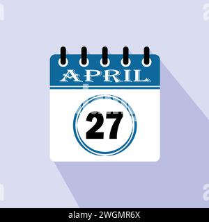 Icône jour calendrier - 27 avril. 27ème jour du mois, illustration vectorielle. Illustration de Vecteur