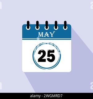 Icône jour calendrier - 25 mai. 25 jours du mois, illustration vectorielle. Illustration de Vecteur