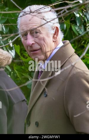 Pic daté du 4 février montre les dernières images du roi Charles et de la reine Camilla à l'église de Sandringham, Norfolk avant le diagnostic de cancer. Banque D'Images