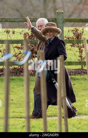 Pic daté du 4 février montre les dernières images du roi Charles et de la reine Camilla à l'église de Sandringham, Norfolk avant le diagnostic de cancer. Banque D'Images