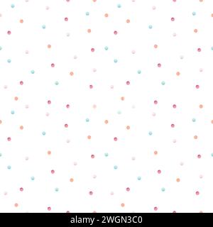 Motif aquarelle sans couture avec des cercles arc-en-ciel de couleurs rose, bleu et orange, clipart isolé sur un fond blanc. Illustration de la conception Banque D'Images