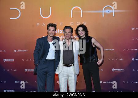 Mexico, Mexique. 05th Feb, 2024. Austin Butler, Josh Brolin et Timothee Chalamet participent à la conférence photo pour « Dune : part Two » à l'hôtel four Seasons à Mexico, Mexique, le 5 février 2024. (Photo de Carlos Tischler/Eyepix Group) crédit : NurPhoto SRL/Alamy Live News Banque D'Images