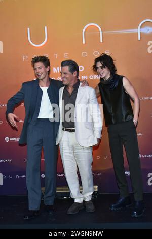 Mexico, Mexique. 05th Feb, 2024. Austin Butler, Josh Brolin et Timothee Chalamet participent à la conférence photo pour « Dune : part Two » à l'hôtel four Seasons à Mexico, Mexique, le 5 février 2024. (Photo de Carlos Tischler/Eyepix Group) crédit : NurPhoto SRL/Alamy Live News Banque D'Images