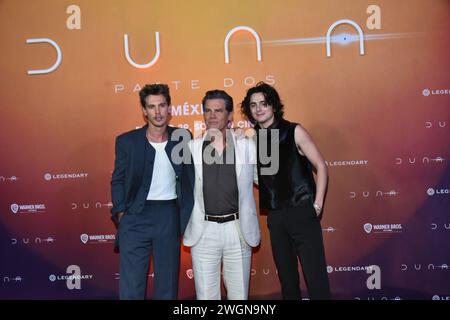 Mexico, Mexique. 05th Feb, 2024. Austin Butler, Josh Brolin et Timothee Chalamet participent à la conférence photo pour « Dune : part Two » à l'hôtel four Seasons à Mexico, Mexique, le 5 février 2024. (Photo de Carlos Tischler/Eyepix Group) crédit : NurPhoto SRL/Alamy Live News Banque D'Images