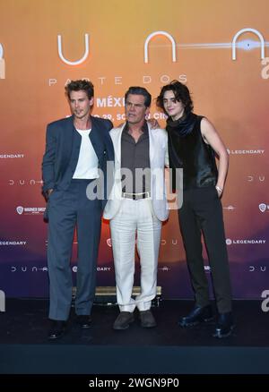 Mexico, Mexique. 05th Feb, 2024. Austin Butler, Josh Brolin et Timothee Chalamet participent à la conférence photo pour « Dune : part Two » à l'hôtel four Seasons à Mexico, Mexique, le 5 février 2024. (Photo de Carlos Tischler/Eyepix Group) crédit : NurPhoto SRL/Alamy Live News Banque D'Images