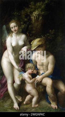 Galerie nationale UK – Correggio - Vénus avec Mercure et Cupidon (l'école de l'amour) с1525 Banque D'Images