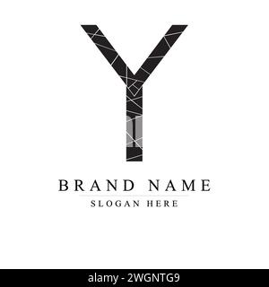 Lettre y cassée de verre et de pièces illustration de logo vectoriel sur fond blanc, pièces cassées formant la lettre y Illustration de Vecteur
