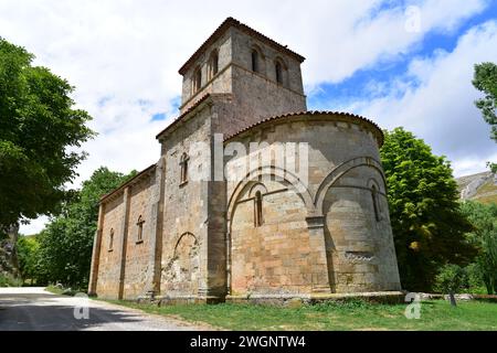 Monasterio de Rodilla, Nuestra Señora del Valle ermitage (roman du XIIe siècle). La Bureba, province de Burgos, Castilla y Leon, Espagne. Banque D'Images