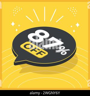 87 % de réduction. Ballon flottant 3D avec promotion pour les ventes sur fond jaune Illustration de Vecteur