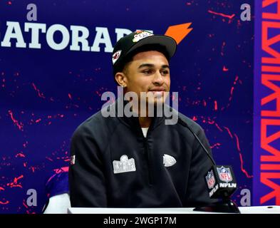 Las Vegas, Nevada, États-Unis, 5 février 2024 - Trent McDuffie cornerback pour les Kansas City Chiefs lors de la soirée d'ouverture du Super Bowl LVIII de la NFL au stade Allegiant de Las Vegas, Nevada, États-Unis. Crédit : Ken Howard/Alamy Live News Banque D'Images