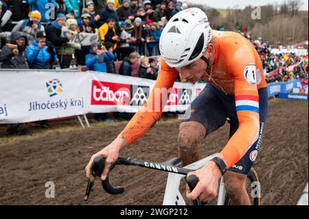 Mathieu van der Poel participe aux Championnats du monde UCI Cyclocross à Tábor, en Tchéquie Banque D'Images