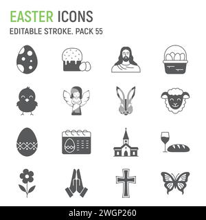 Jeu d'icônes de glyphe de Pâques, collection Christianity, graphiques vectoriels, illustrations de logo, icônes vectorielles de célébration chrétienne, signes de Pâques, pictogramme solide Illustration de Vecteur