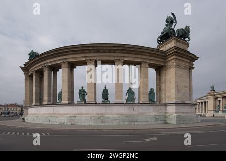 La Place des Héros à Budapest, Hongrie Banque D'Images