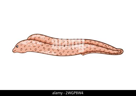 Personnage d'anguille de Moray dans le style d'art de bande dessinée. Animal sous-marin à corps allongé. Prédateur sous-marin. Illustration vectorielle isolée sur un fond blanc Illustration de Vecteur