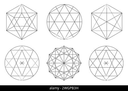 Eléments de conception vectorielle de géométrie sacrée. Alchimie, religion, philosophie, spiritualité, symboles et éléments hipster. Illustration vectorielle Illustration de Vecteur