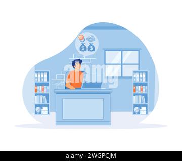 Entrepreneur investisseur pense au profit d'argent ou revenu d'investissement. illustration moderne vectorielle plate Illustration de Vecteur