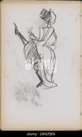 Danseuse au Moulin Rouge, 1891 la femme a enroulé une jambe en l'air. Elle danse probablement le canan. Page 30 d'un carnet de croquis avec 35 feuilles. Paris j : papier. danseuse de craie. Casque : chapeau Red Mill Banque D'Images