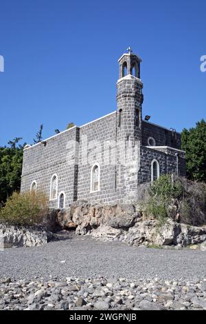 Église de la primauté de Saint Pierre, mer de Galilée, Tabgha, Israël Banque D'Images