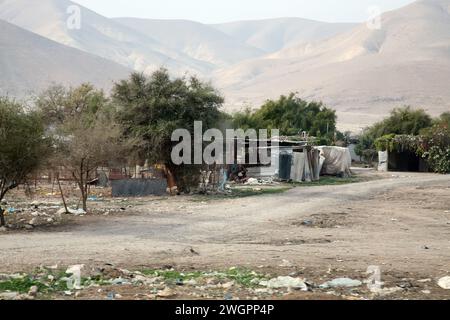 Colonies bédouines dans le désert de Judée près de Jéricho, Cisjordanie, Palestine, Israël Banque D'Images