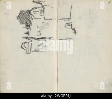 Bâtiments à Amsterdam, George Hendrik Breitner, 1896 page 7 et page 8 d'un carnet de croquis avec 20 magazines. Amsterdam craie architecture civique ; édifices ; habitations Amsterdam Banque D'Images