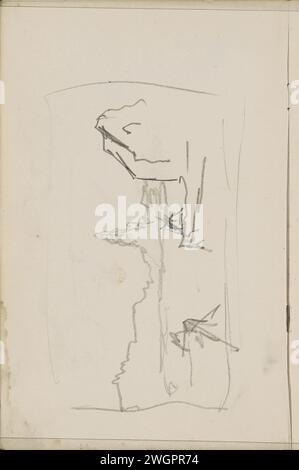 Cityscape, 1890 - 1946 peut-être les Oudeschans à Amsterdam. Page 2 verso d'un carnet de croquis avec 47 feuilles. Amsterdam (éventuellement) papier. crayon vue sur la ville et paysage avec constructions artificielles Banque D'Images