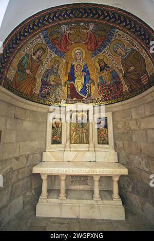 La chapelle hongroise dans la crypte de l'église de l'abbaye bénédictine de la Dormition, mont Sion à Jérusalem, Israël Banque D'Images