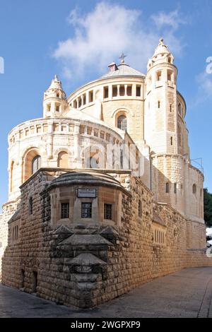 Église de la Dormition, église de Sainte-Marie-Sion debout dans le lieu cru où la Vierge Marie est morte, Mont Sion, Jérusalem, Israël Banque D'Images