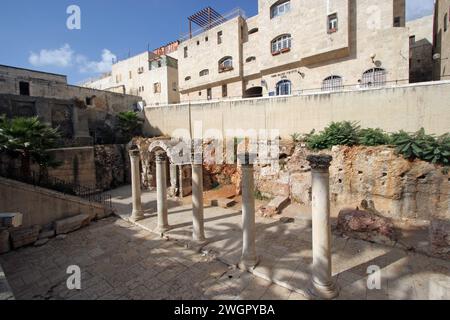 La rue principale Cardo dans la ville romaine antique de Jérusalem, Israël Banque D'Images