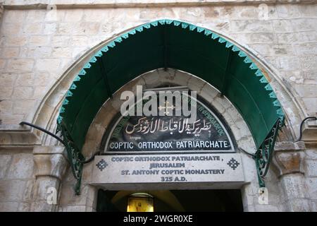 Patriarcat copte orthodoxe et monastère copte Saint Antoine dans la vieille ville de Jérusalem, Israël Banque D'Images