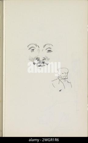 Visage d'un homme avec une moustache, 1890 - 1946 aussi une étude par un homme. Page 40 recto d'un carnet de croquis avec 50 feuilles. papier. tête de crayon. moustache Banque D'Images