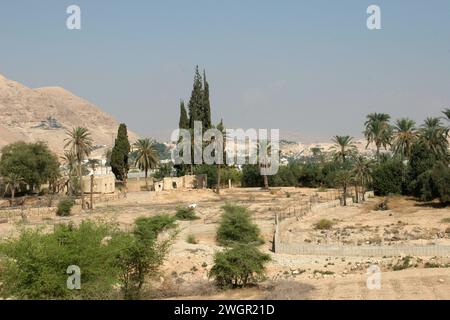 Vue de l'ancienne ville de Jéricho depuis l'ouest, vallée du Jourdain, Cisjordanie, Palestine, Israël Banque D'Images