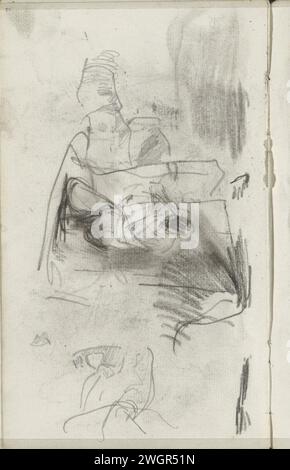 Figurine assise, George Hendrik Breitner, 1884 - 1886 page 51 tirée d'un carnet de croquis avec 28 magazines. Le document de la Haye (éventuellement). craie. crayon assis sur une élévation Banque D'Images