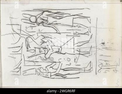 Relief égyptien, 1919 probablement un relief de l'intérieur d'un temple. Page 1 tirée d'un carnet de croquis avec 23 magazines. Journal égyptien. art de la craie (+ relief  sculpture) Banque D'Images