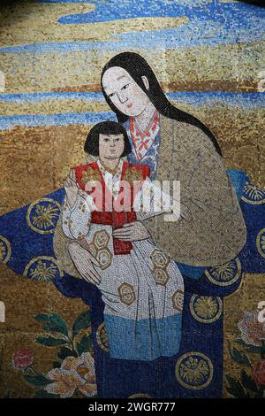 Icône de la Vierge et de l'enfant, cadeau du Japon dans la Basilique de l'Annonciation, Nazareth, Israël Banque D'Images