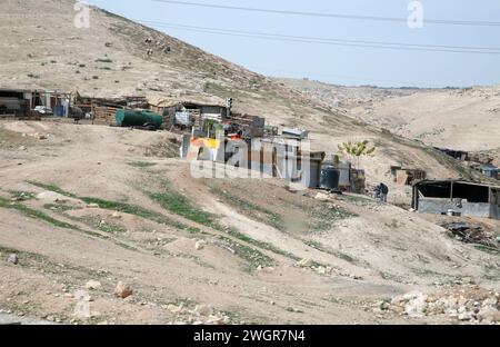 Colonies bédouines dans le désert de Judée près de Jéricho, Cisjordanie, Palestine, Israël Banque D'Images