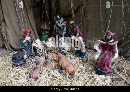 Scène de la crèche de Noël à la Maison de pèlerinage Casa Nova à Bethléem, Israël, Israël Banque D'Images