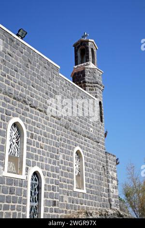 Église de la primauté de Saint Pierre, mer de Galilée, Tabgha, Israël Banque D'Images