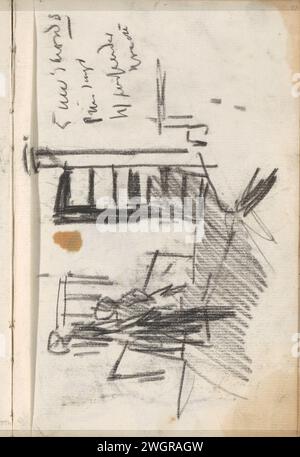 Femme avec enfant sur le Prinsengracht à Amsterdam, au Passerdersgracht, George Hendrik Breitner, c. 1895 - c. 1898 page 22 d'un carnet de croquis avec 21 feuilles. Papier d'Amsterdam. rue à la craie (+ ville (-scape) avec chiffres, personnel). architecture civique ; édifices ; habitations. Mère et enfant(s), femme et enfant(s) (groupe familial) Prinsengracht. Passerdersgracht Banque D'Images