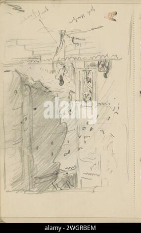 Indiens à une porte avec une image d'un Dieu hindou, 1924 - 1925 page 158 d'un carnet de croquis avec 87 feuilles. India paper. porte-crayon, entrée. Races et peuples asiatiques : Indiens. envol de marches. statues, peintures, etc  objets de culte (hindouisme, bouddhisme, jaïnisme) Banque D'Images