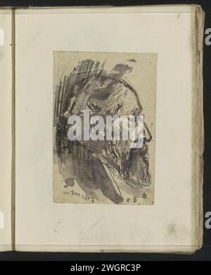 Portrait de l'artiste Hendrik Willem Mesdag, Floris Arntzenius, c. 1883 - c. 1914 feuille, collée à la page 8 d'un carnet de croquis de 82 pages. Le journal de la Haye. encre. portrait à la craie, autoportrait d'artiste Banque D'Images