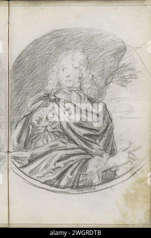 Portrait d'un homme à la main tendue, 1710 - 1772 dessin en cercle. Page 14 recto d'un carnet de croquis avec 105 feuilles. papier. craie anonyme personnage historique représenté Banque D'Images