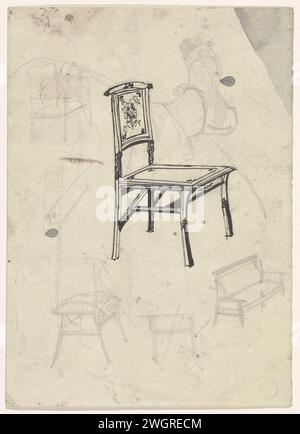 Design pour une chaise, Carel Adolph Lion cachet, 1874 - 1945 papier à dessin. encre. chaise de stylo-crayon Banque D'Images