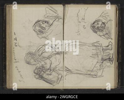 Self -impaver, c. 1880 page 59 verso et page 60 recto tiré d'un carnet de croquis de 110 feuilles destiné à l'expédition à Nova Zembla en 1880. Nouveau groupe familial de craie Zembla, en particulier les parents avec leur(s) enfant(s). homme adulte Banque D'Images
