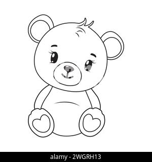 Reliez les points et la page de coloriage. Ours en peluche. Papier à colorier et calque pour ours en peluche. Page de coloriage d'ours imprimable. Illustration de Vecteur