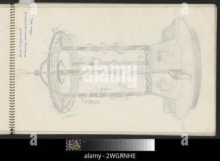 Conception d'une banque monumentale à Haarlem, vers 1930 la conception propose une banque ronde montrant des armes. Il y a quatre poteaux sur les dossiers avec un toit gracieux au-dessus. Page 2 recto d'un carnet de croquis avec 20 feuilles. papier. banc à crayons Banque D'Images