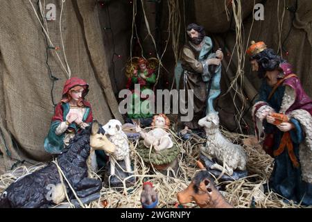 Scène de la crèche de Noël à la Maison de pèlerinage Casa Nova à Bethléem, Israël, Israël Banque D'Images